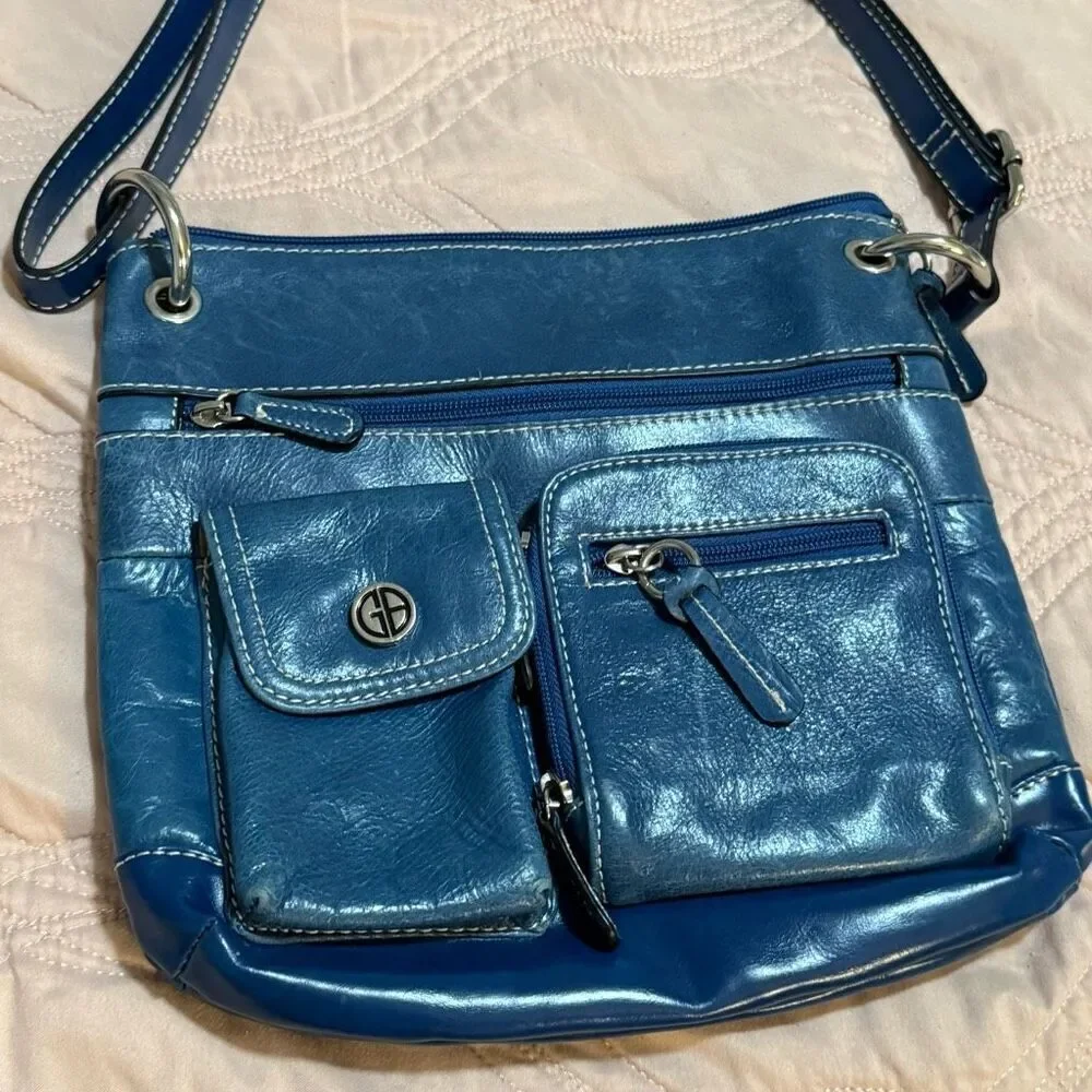 Vintage Y2K Giani Bernini Blue Leather Shoulder Bag